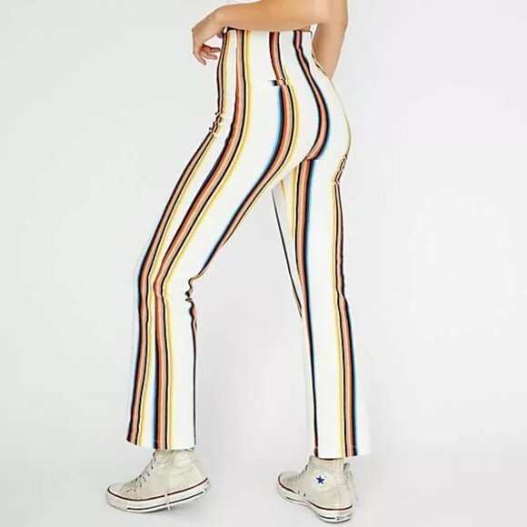 NWT Free People High Rise Striped Stretch Flare Casual Lounge Pants - Picture 5 of 10